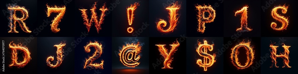 Fototapeta premium flmmable 3D Lettering Typeface. AI generated illustration