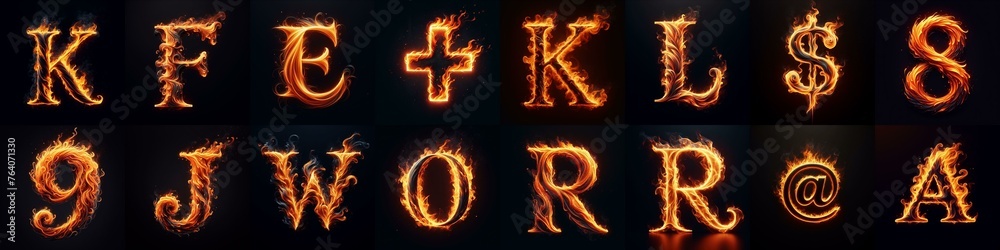 Fototapeta premium flmmable 3D Lettering Typeface. AI generated illustration