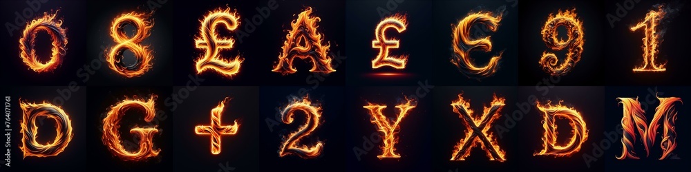 Fototapeta premium flmmable 3D Lettering Typeface. AI generated illustration