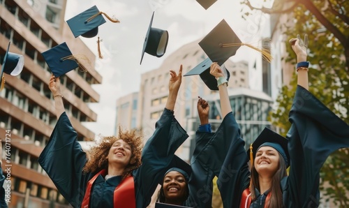 Graduating students celebrating success