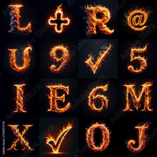 flmmable 3D Lettering Typeface. AI generated illustration