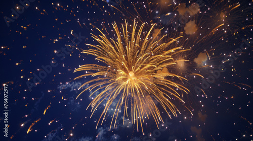 Fireworks bursting in a colorful display against a night sky.