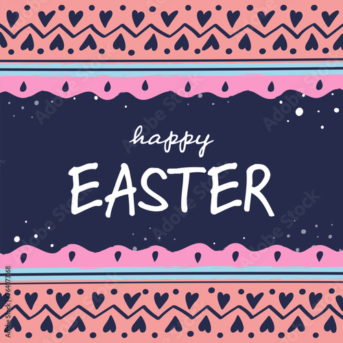 Happy Easter card. Background with painted egg design. Vector illustration