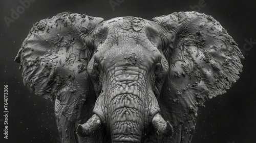 Black and white portrait of an elephant