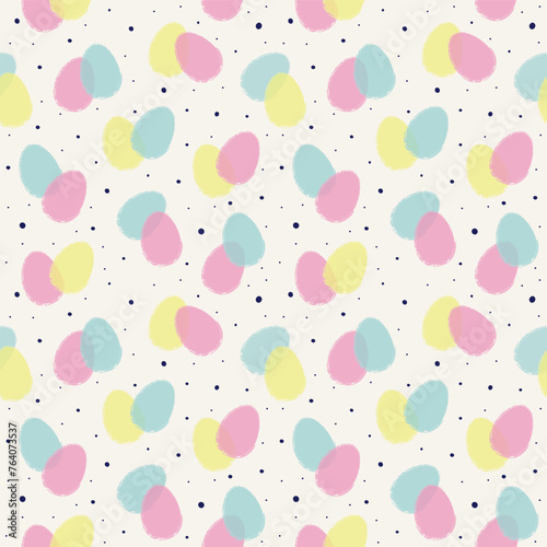 Modern Easter pattern with colourful eggs. Design for a card, poster and wrapping paper. Vector illustration