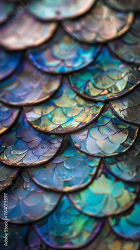 Close-up of iridescent fish scales