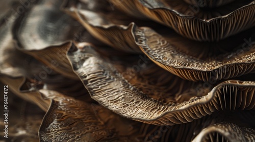 Close-up of textured mushroom gills