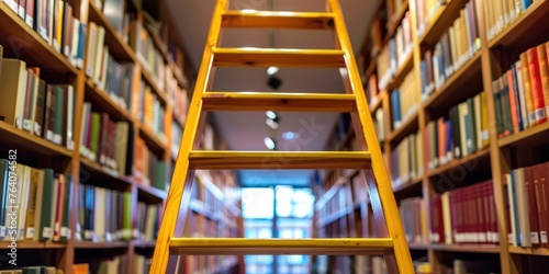 Generate a photography of library ladder