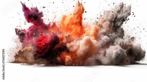 photograph of Set of explosion isolated on white background