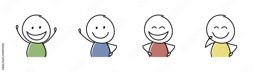 Smiley stickman. Cartoon character showing gestures. Vector Smiley stickman. Cartoon character showing gestures. Vector
