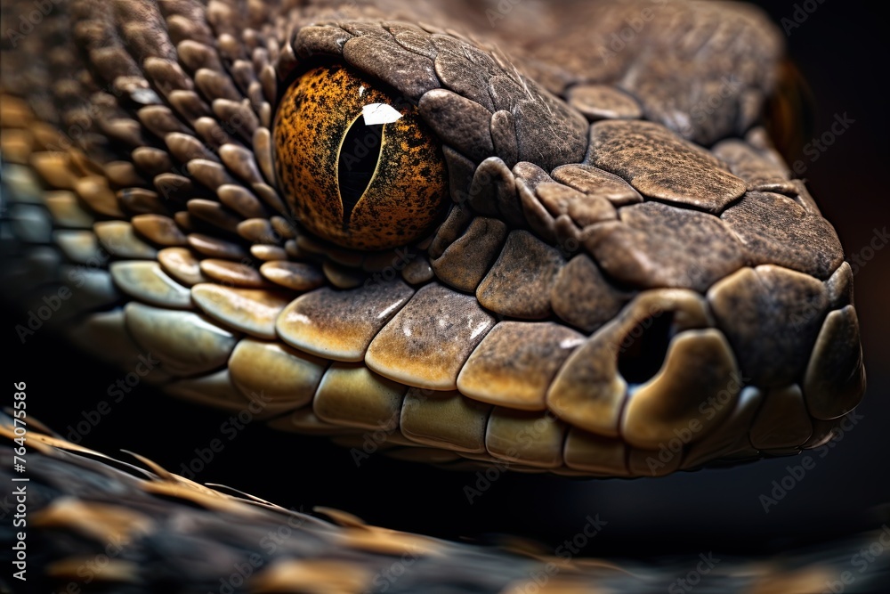 Venomous snake closeup macro shot. Ai Generative Venomous snake closeup macro shot. Ai Generative