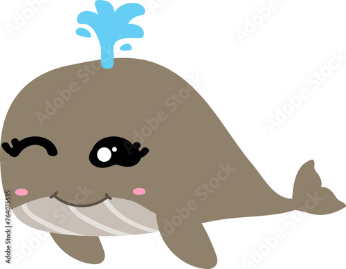 cute whale cartoon  sea animal