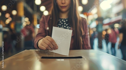 A woman casting a vote