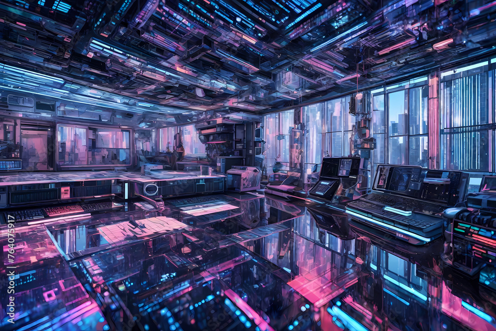 Cyberspace aesthetics world, futuristic reality space, artificial intelligence 