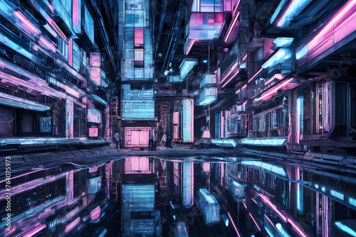 Cyberspace aesthetics world, futuristic reality space, artificial intelligence 