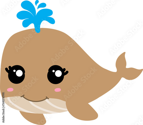 cute whale cartoon  sea animal