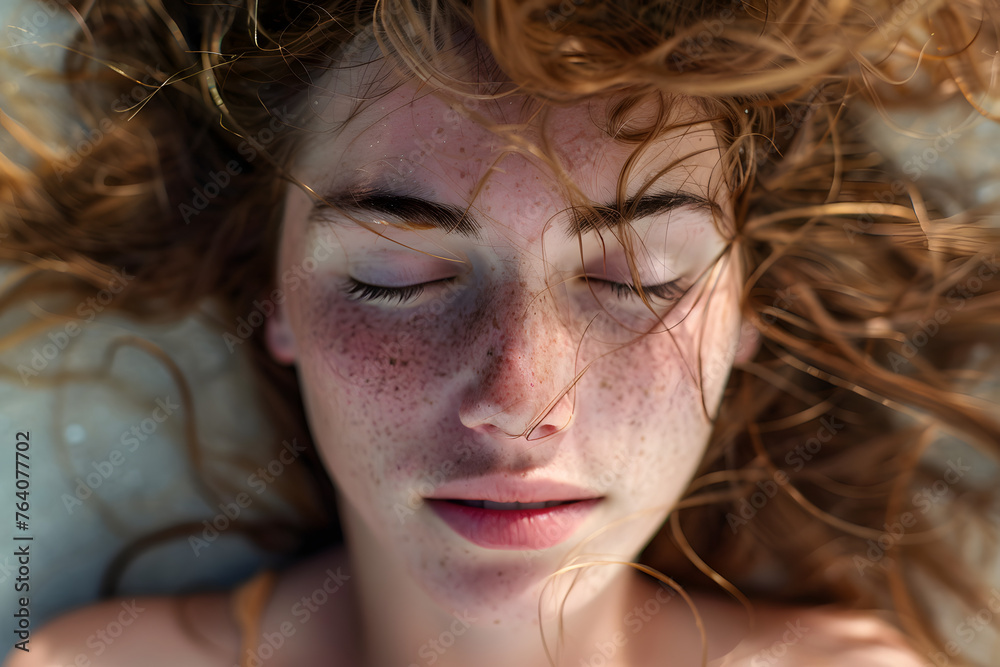 Intimate Portrait of a Captivating Muse, With Sun-Kissed Skin and Wind-Tousled Hair, Lost in Contemplation Intimate Portrait of a Captivating Muse, With Sun-Kissed Skin and Wind-Tousled Hair, Lost in Contemplation