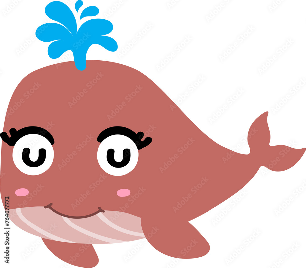 cute whale cartoon, sea animal
