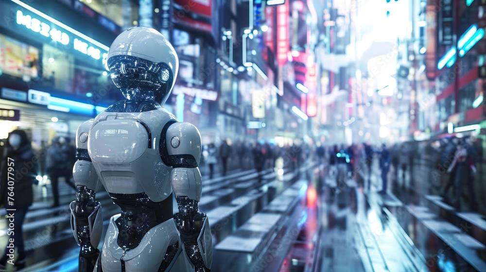 Fototapeta premium AI-powered futuristic concept, depicting the integration of artificial intelligence into daily life