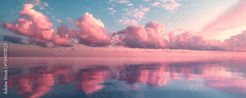 Serene sunset clouds reflected on calm water