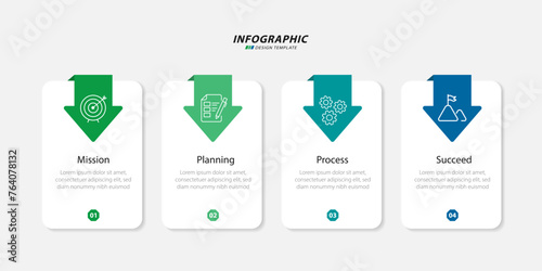 Timeline infographic template. 4 Step timeline journey, calendar Flat simple infographics design template. presentation graph. Business concept with 4 options, vector illustration.