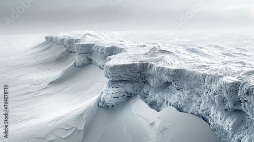 Frozen arctic landscape with snow and ice photo