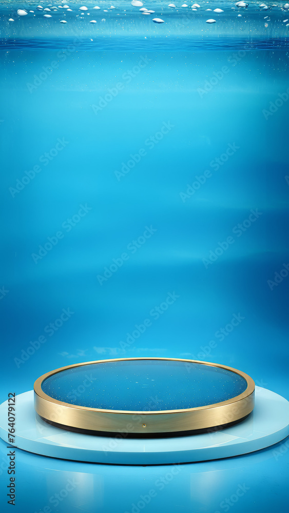 Ocean Product Display Background, Blue water ocean background, product display podium out of crystal-clear glass, podium platform, product presentation space, advertisement podium Ocean Product Display Background, Blue water ocean background, product display podium out of crystal-clear glass, podium platform, product presentation space, advertisement podium