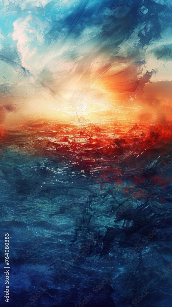 Naklejka premium Abstract ocean at sunset