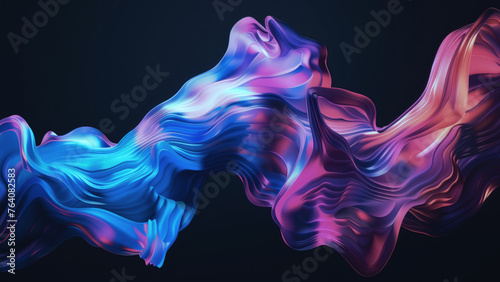 Abstract colorful ink fluid swirl isolated on black background