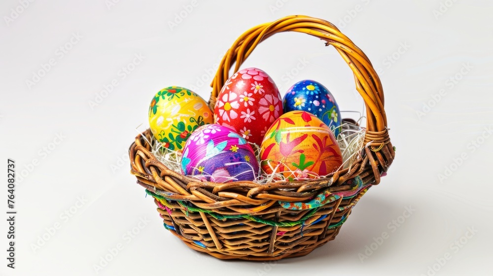 Easter eggs in basket, Easter eggs in basket.
