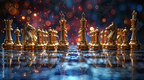 businessman moving chess figure in competition success play. strategy, management or leadership concept