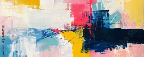 Abstract colorful painting with expressive brush strokes