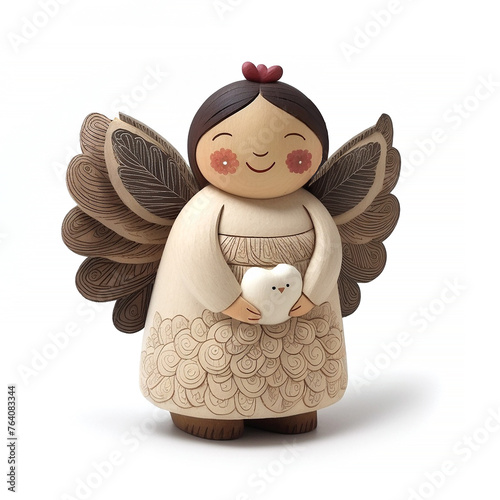 Cute wood angel with wings in soft colors, Easter © galyna_p