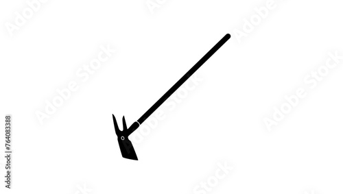 Long Handle Weeding Hoe, black isolated silhouette