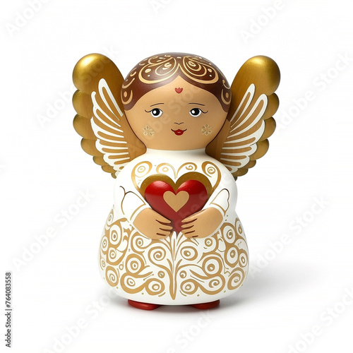 stylish baby angel wood figure in white dress