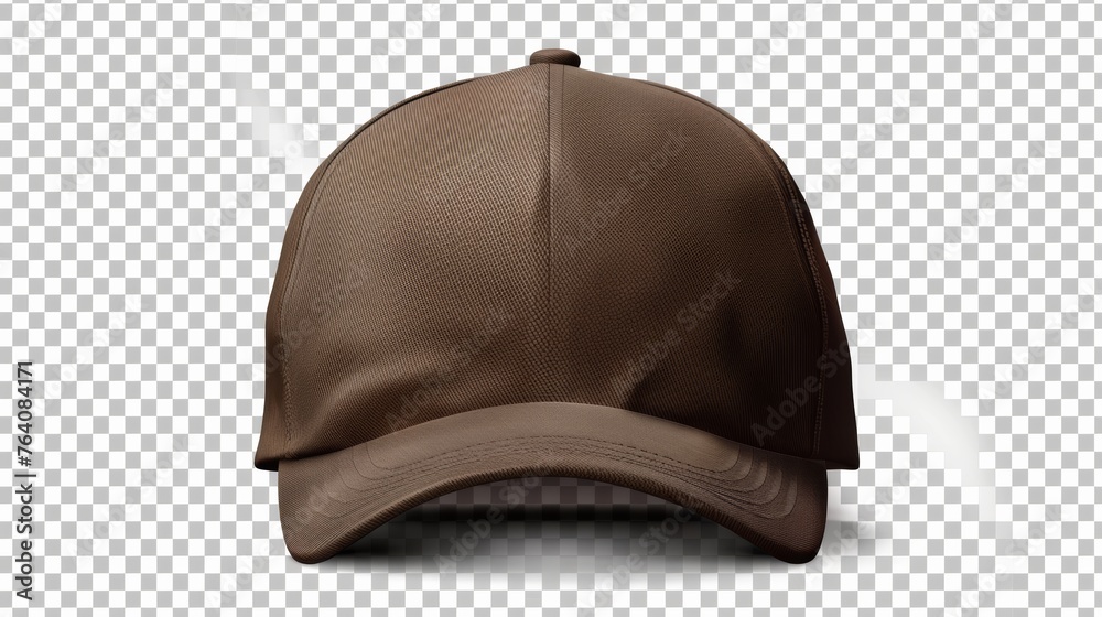 cap mockup front view,  isolated cutout, object with shadow on transparent background, hat is a baseball cap, hat, cap, fashion, baseball, isolated, cloth, blank, sport, visor - obrazy, fototapety, plakaty 