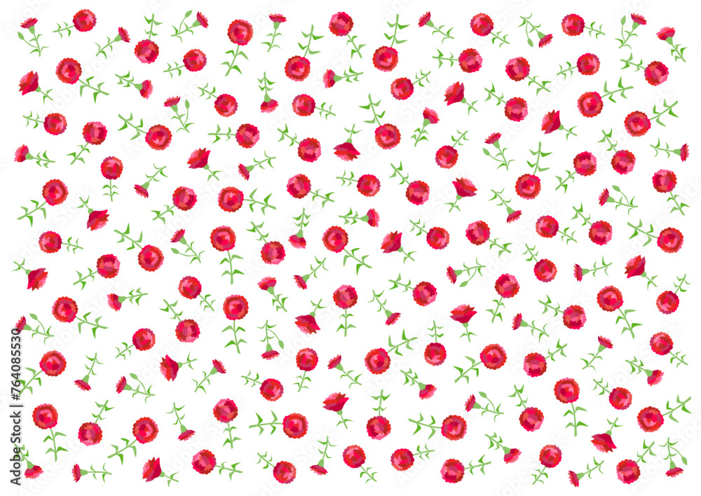 赤いカーネーションの花柄背景イラスト 赤いカーネーションの花柄背景イラスト