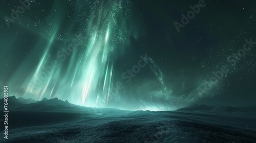 Spectacular northern lights over snowy landscape