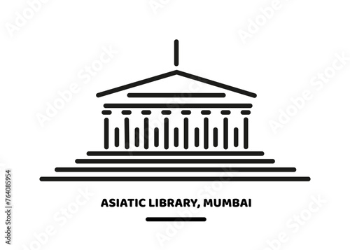 Asiatic Library Mumbai vector line illustration icon.