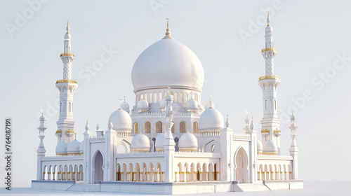 3d realistic mosque, blender, isolated white background, generative ai