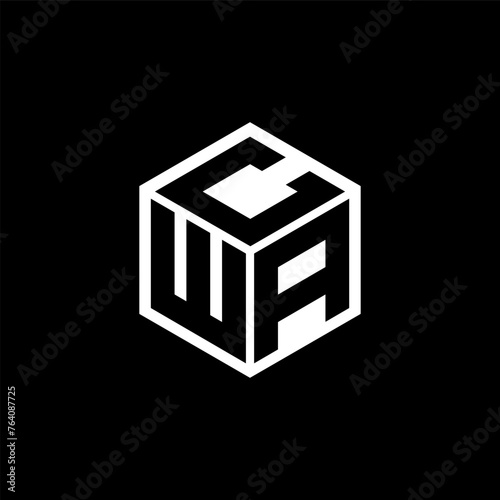 WAC letter logo design with black background in illustrator, cube logo, vector logo, modern alphabet font overlap style. calligraphy designs for logo, Poster, Invitation, etc. photo