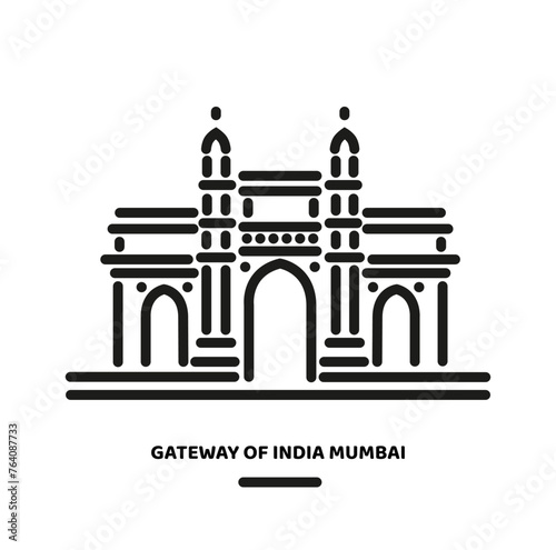 Gateway of India Mumbai illustration icon.