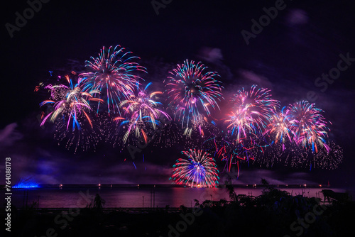 A 30 minutes' Fireworks for celebration of Double Tenth National Day at the habour of Hualien in eastern Taiwan.