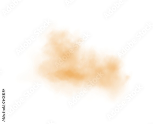 Yellow smog clouds on floor. Fog or smoke. Isolated transparent special effect. Morning fog over land or water surface. Magic haze. PNG.
