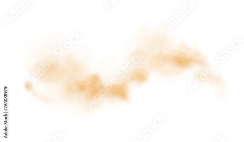 Yellow smog clouds on floor. Fog or smoke. Isolated transparent special effect. Morning fog over land or water surface. Magic haze. PNG.