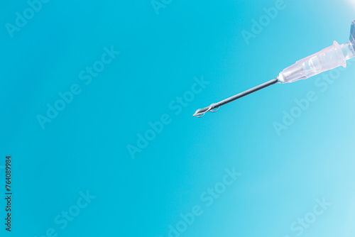 Close-up of syringe,Syringe in the ready state for the procedure for taking a medicine or vaccine