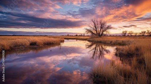 A creek crosses the prairie at Maxwell National Wildlife Refuge in New Mexico
