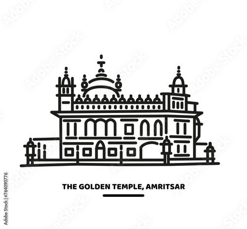 Golden Temple Amritsar vector graphic illustration