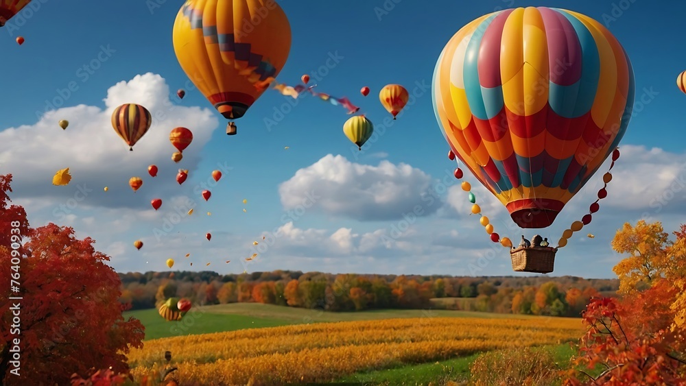 Fototapeta premium Balloons dance joyfully in the sky, a vibrant celebration of colors