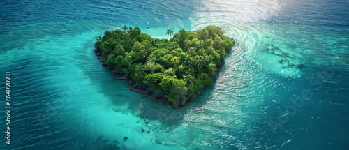 Island in the Maldivian archipelago shaped like a heart © Zaleman
